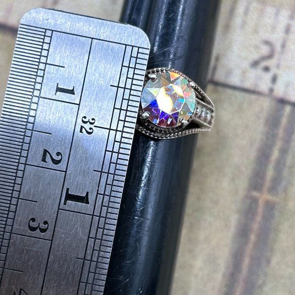 Estate Mystic Topaz Sterling Silver Marked 925 Round Cut Ring D'Joy - Picture 3 of 9